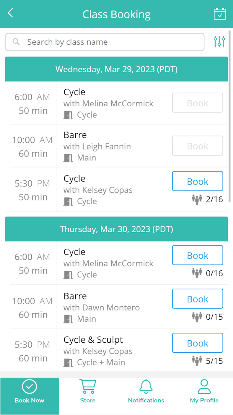 Copas Crew Fitness class booking